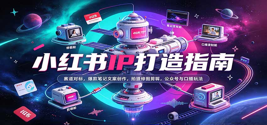 小红书IP打造指南:赛道对标,爆款笔记文案创作,拍摄修图剪辑,公众号与口播玩法-副业网