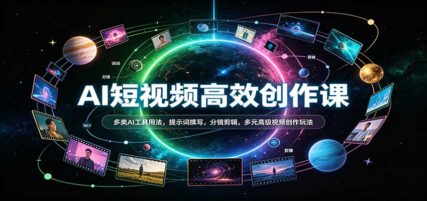 AI短视频高效创作课:多类AI工具用法,提示词撰写,分镜剪辑,多元高级视频创作玩法-副业网