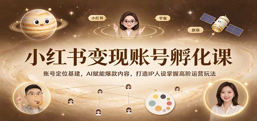 小红书变现账号孵化课:账号定位基建,AI赋能爆款内容,打造IP人设掌握高阶运营玩法-副业网