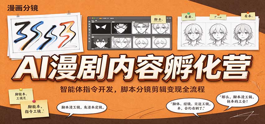 AI漫剧内容孵化营:智能体指令开发,脚本分镜剪辑变现全流程-副业网