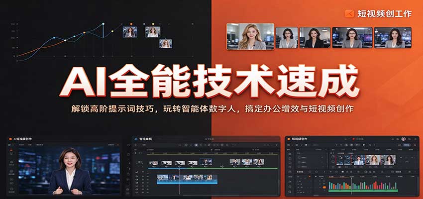 AI全能技术速成:解锁高阶提示词技巧,玩转智能体数字人,搞定办公增效与短视频创作-副业网