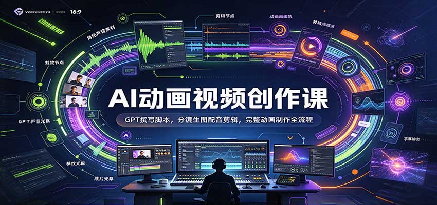 AI动画视频创作课:GPT撰写脚本,分镜生图配音剪辑,完整动画制作全流程-副业网