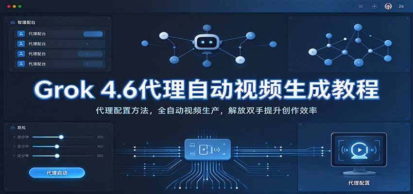Grok 4.6代理自动视频生成教程:代理配置方法,全自动视频生产,解放双手提升创作效率-副业网