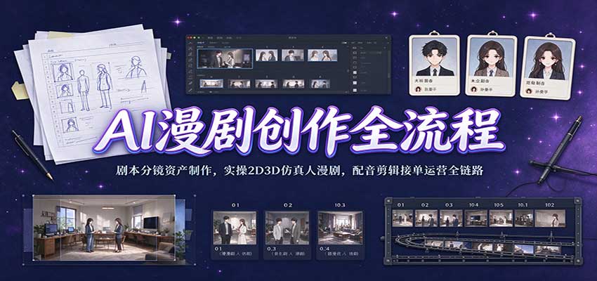 AI漫剧创作全流程:剧本分镜资产制作,实操2D3D仿真人漫剧,配音剪辑接单运营全链路-副业网