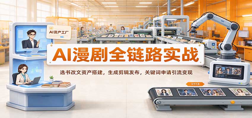 AI漫剧全链路实战:选书改文资产搭建,生成剪辑发布,关键词申请引流变现-副业网