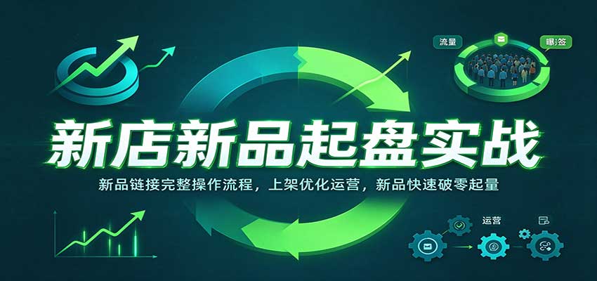 新店新品起盘实战:新品链接完整操作流程,上架优化运营,新品快速破零起量-副业网