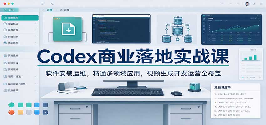 Codex商业落地实战课:软件安装运维,精通多领域应用,视频生成开发运营全覆盖-副业网