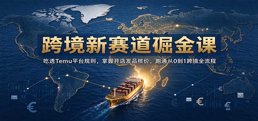 跨境新赛道掘金课:吃透Temu平台规则,掌握开店发品核价,跑通从0到1跨境全流程-副业网