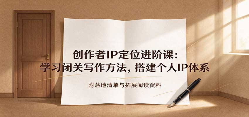 创作者IP定位进阶课:学习闭关写作方法,搭建个人IP体系,附落地清单与拓展阅读资料-副业网