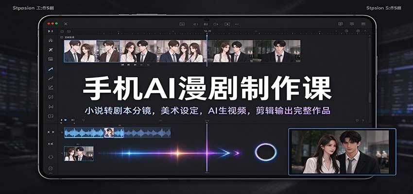 手机AI漫剧制作课:小说转剧本分镜,美术设定,AI生视频,剪辑输出完整作品-副业网