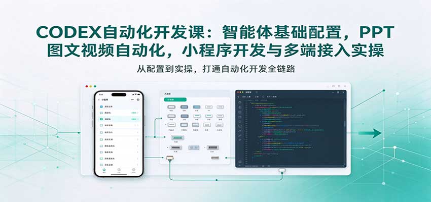 CODEX自动化开发课:智能体基础配置,PPT图文视频自动化,小程序开发与多端接入实操-副业网