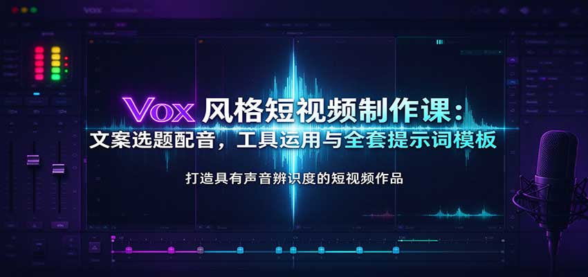 Vox风格短视频制作课:文案选题配音,工具运用与全套提示词模板-副业网
