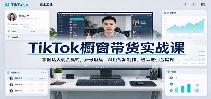 TikTok橱窗带货实战课:掌握达人佣金模式,账号搭建,AI短视频制作,选品与佣金提现-副业网