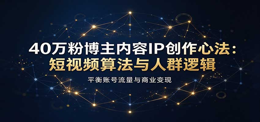 40万粉博主内容IP创作心法:短视频算法与人群逻辑,平衡账号流量与商业变现-副业网