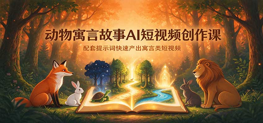 动物寓言故事AI短视频创作课:配套提示词快速产出寓言类短视频-副业网
