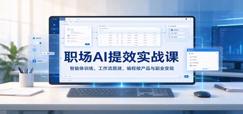 职场AI提效实战课:智能体训练,工作流搭建,编程做产品与副业变现-副业网