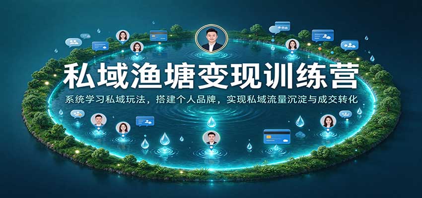 私域渔塘变现训练营:系统学习私域玩法,搭建个人品牌,实现私域流量沉淀与成交转化-副业网