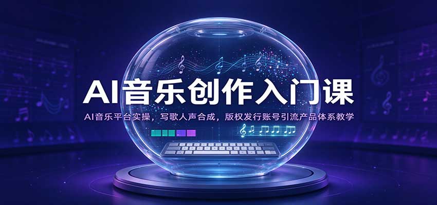 AI音乐创作入门课:AI音乐平台实操,写歌人声合成,版权发行账号引流产品体系教学-副业网