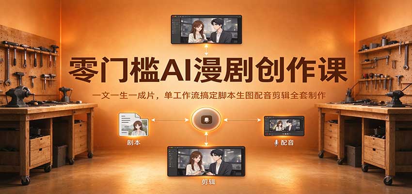零门槛AI漫剧创作课:一文一生一成片,单工作流搞定脚本生图配音剪辑全套制作-副业网