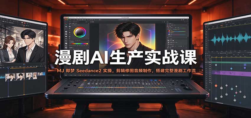 漫剧AI生产实战课:MJ 即梦 Seedance2 实操,剪辑修图音频制作,搭建完整漫剧工作流-副业网