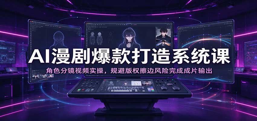 AI漫剧爆款打造系统课:角色分镜视频实操,规避版权擦边风险完成成片输出-副业网