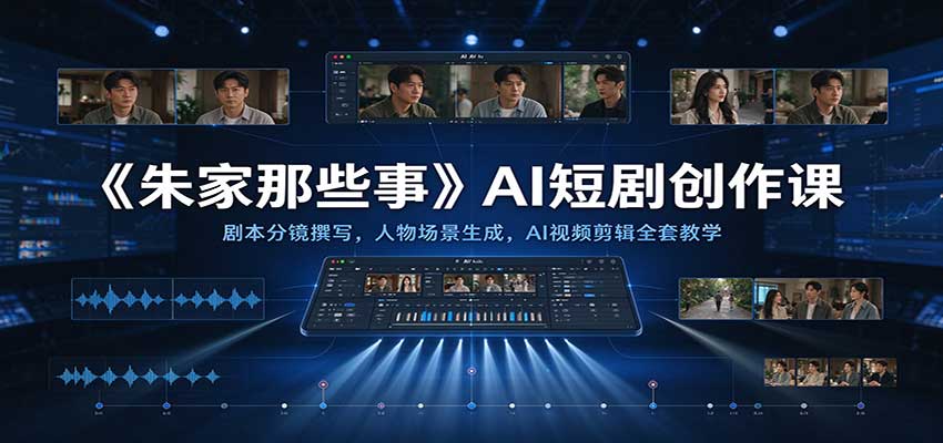 《朱家那些事》AI短剧创作课:剧本分镜撰写,人物场景生成,AI视频剪辑全套教学-副业网