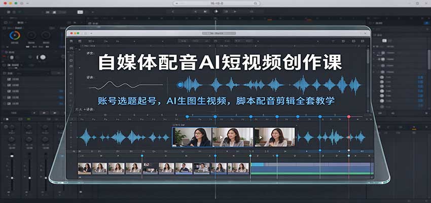 自媒体配音AI短视频创作课:账号选题起号,AI生图生视频,脚本配音剪辑全套教学-副业网