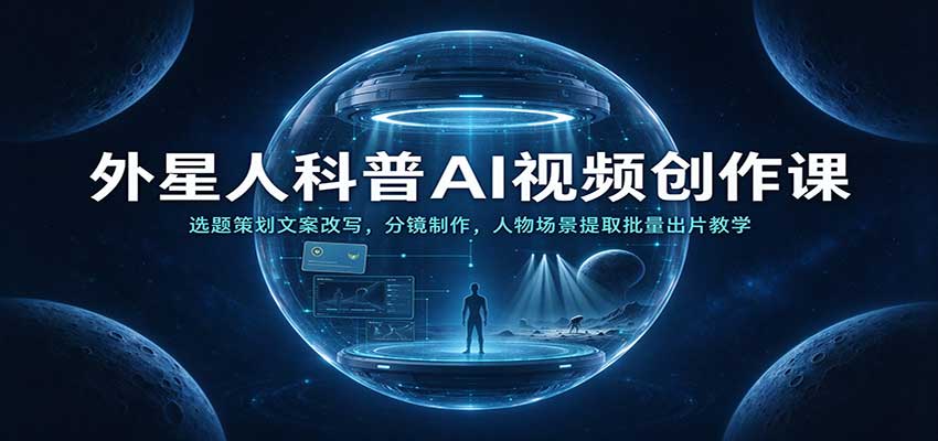 外星人科普AI视频创作课:选题策划文案改写,分镜制作,人物场景提取批量出片教学-副业网