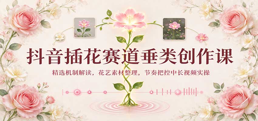 抖音插花赛道垂类创作课:精选机制解读,花艺素材整理,节奏把控中长视频实操-副业网