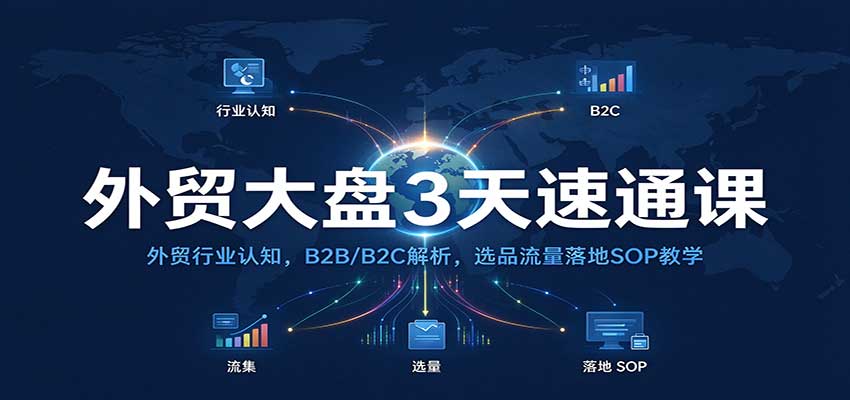 外贸大盘3天速通课:外贸行业认知,B2B/B2C解析,选品流量落地SOP教学-副业网