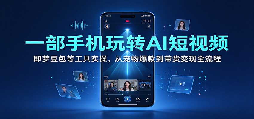 一部手机玩转AI短视频:即梦豆包等工具实操,从宠物爆款到带货变现全流程-副业网