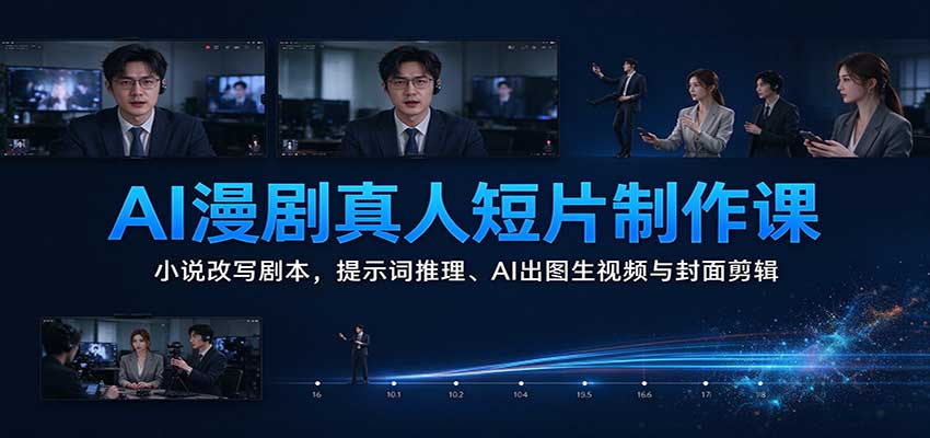 AI漫剧真人短片制作课:小说改写剧本,提示词推理、AI出图生视频与封面剪辑-副业网
