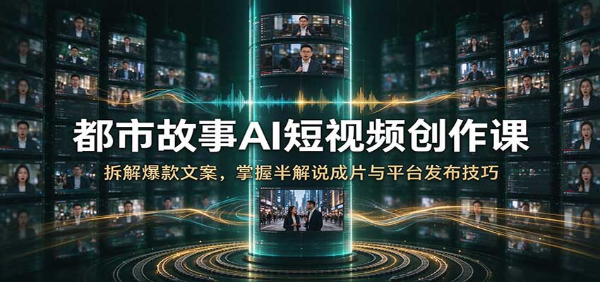 都市故事AI短视频创作课:拆解爆款文案,掌握半解说成片与平台发布技巧-副业网