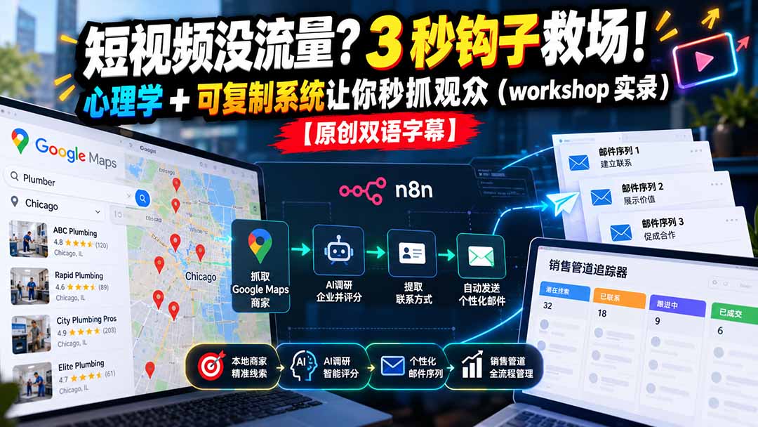 短视频没流量?3 秒钩子救场!心理学 + 可复制系统让你秒抓观众(workshop 实录-副业网