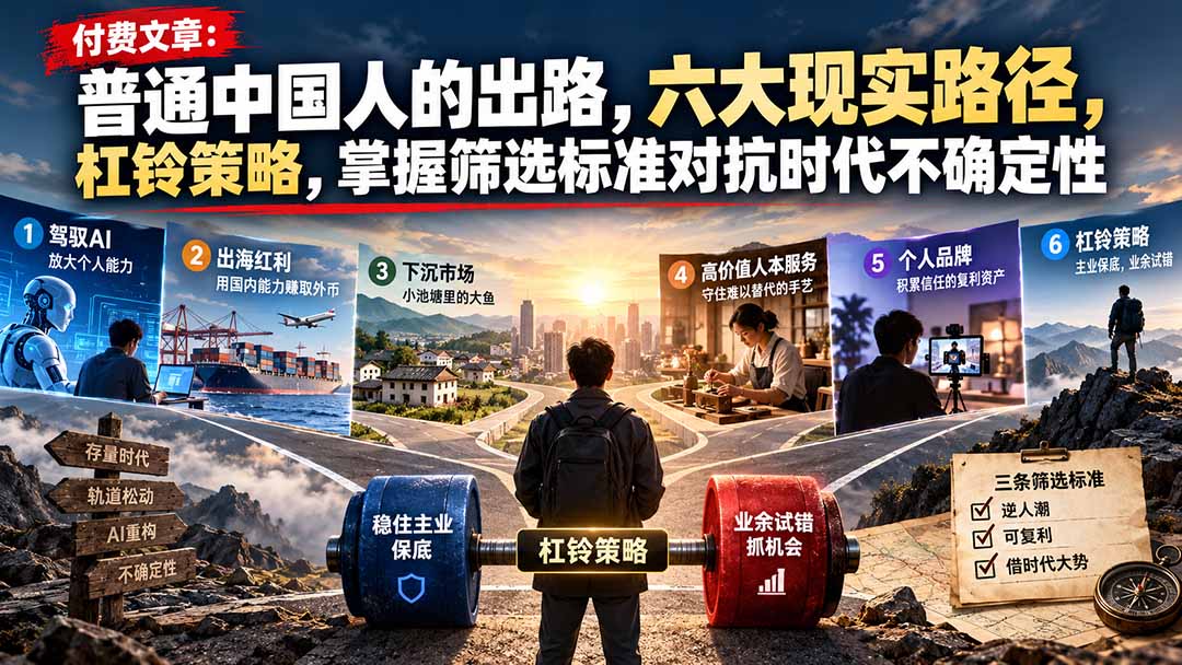 图片[2]-付费文章：普通中国人的出路，六大现实路径，杠铃策略，掌握筛选标准对抗时代不确定性-副业网