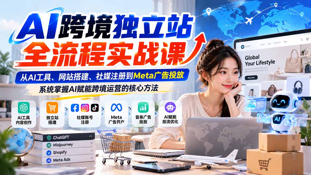图片[2]-AI跨境独立站全流程实战课：从AI工具、网站搭建、社媒注册到Meta广告投放，系统掌握AI赋能跨境运营的核心方法-副业网