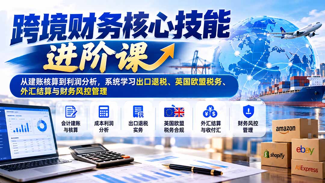 跨境财务核心技能进阶课：从建账核算到利润分析，系统学习出口退税、英国欧盟税务、外汇结算与财务风控管理-副业网