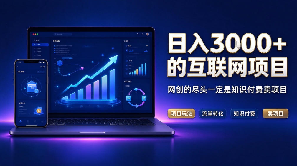日入3k+的互联网项目，网红的尽头是带货，网创的尽头一定是知识付费卖项目【揭秘】-副业网