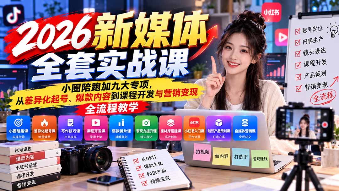 图片[2]-2026新媒体全套实战课：小圈陪跑+九大专项，从差异化起号、爆款内容到课程开发与营销变现全流程教学-副业网