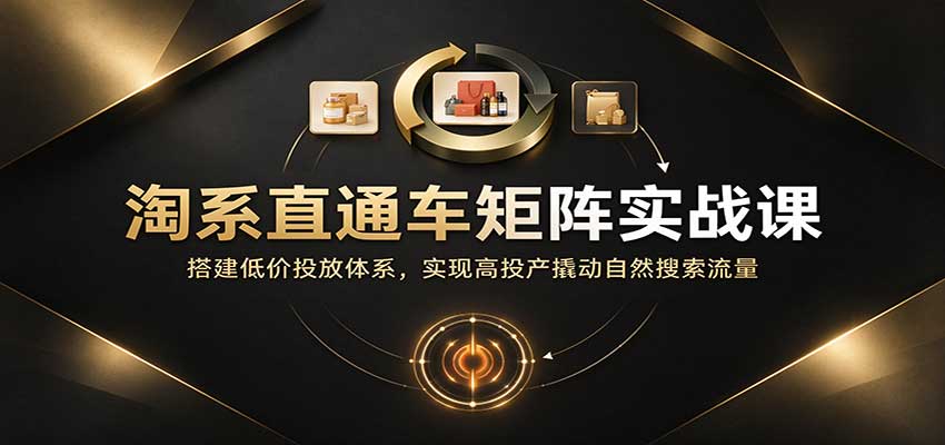 淘系直通车矩阵实战课:搭建低价投放体系,实现高投产撬动自然搜索流量-副业网