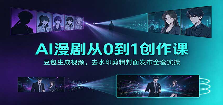 AI漫剧从0到1创作课:豆包生成视频,去水印剪辑封面发布全套实操-副业网
