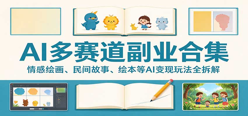 AI多赛道副业合集：情感绘画、民间故事、绘本等AI变现玩法全拆解-副业网