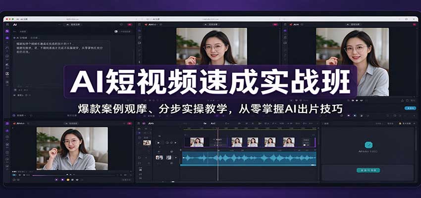 AI短视频速成实战班:爆款案例观摩、分步实操教学,从零掌握AI出片技巧-副业网