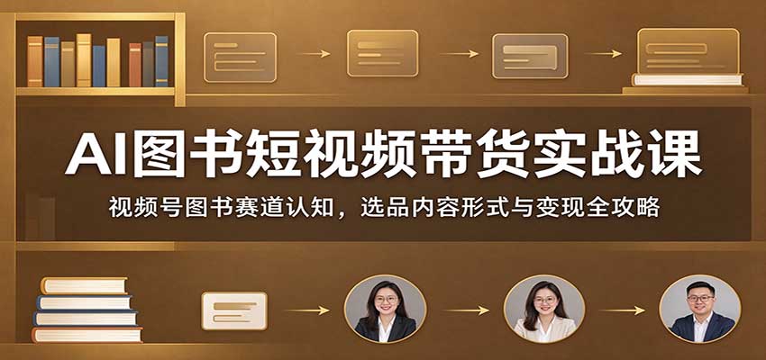 AI图书短视频带货实战课:视频号图书赛道认知,选品内容形式与变现全攻略-副业网