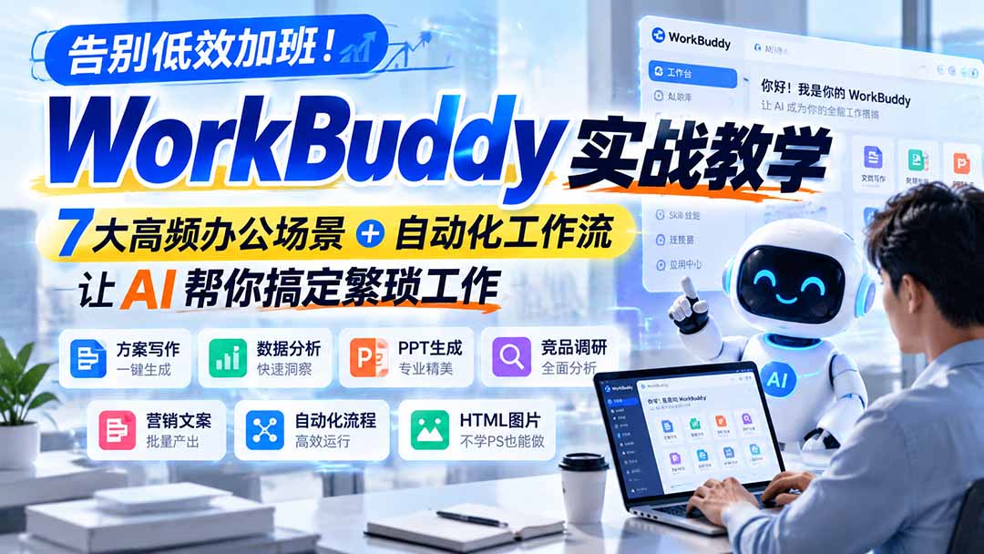 图片[2]-告别低效加班！WorkBuddy实战教学，7大高频办公场景＋自动化工作流，让AI帮你搞定繁琐工作-副业网