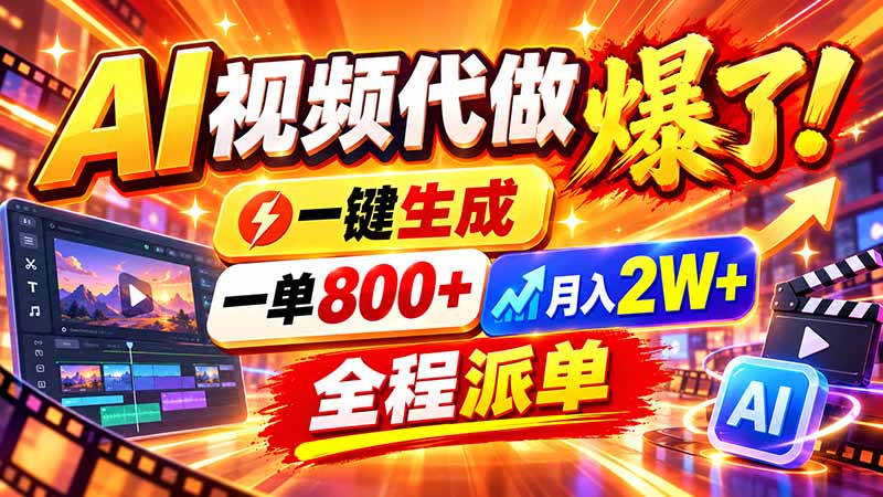 2026年底新赛道,AI视频代做一单800+,小白可做,告别打工-副业网