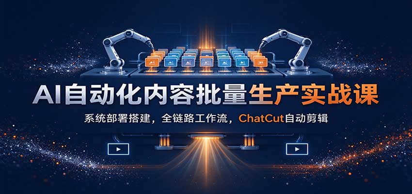 AI自动化内容批量生产实战课:系统部署搭建,全链路工作流,ChatCut自动剪辑-副业网