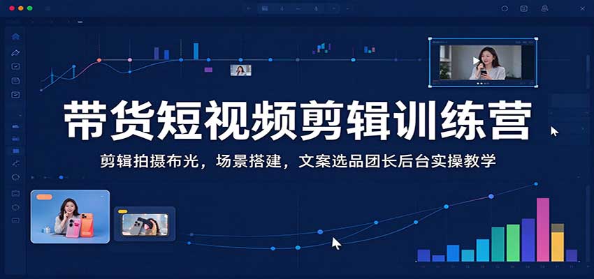 带货短视频剪辑训练营:剪辑拍摄布光,场景搭建,文案选品团长后台实操教学-副业网