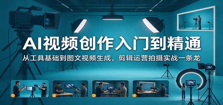 AI视频创作入门到精通：从工具基础到图文视频生成，剪辑运营拍摄实战一条龙-副业网