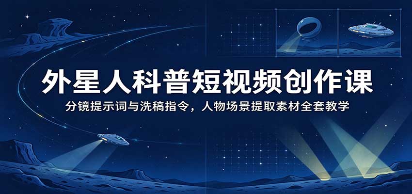 外星人科普短视频创作课:分镜提示词与洗稿指令,人物场景提取素材全套教学-副业网